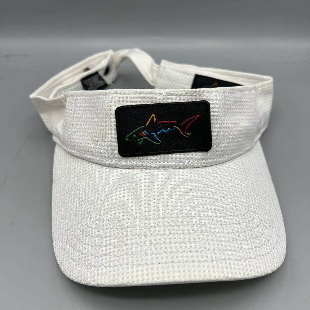 Greg Norman Golf Visor Hat Men White Embroidered Strap Back Cap New